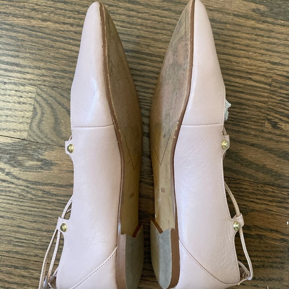 Halogen Owen Blush Leather Ankle Tie Flats - Picture 2 of 6
